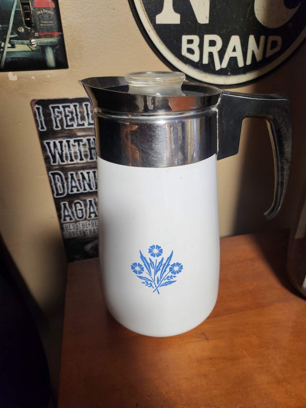 Corningware Blue Cornflower 9 Cup Stovetop Percolator. Excellent Condition